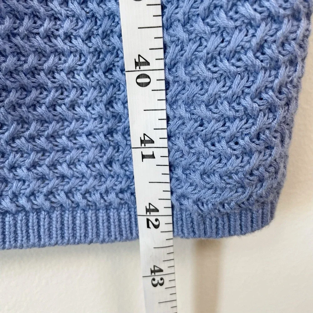 Free People Beach Knit Low Back Dress Sz  XL Crochet Blue Coverup Stretch -Note! - Picture 9 of 14